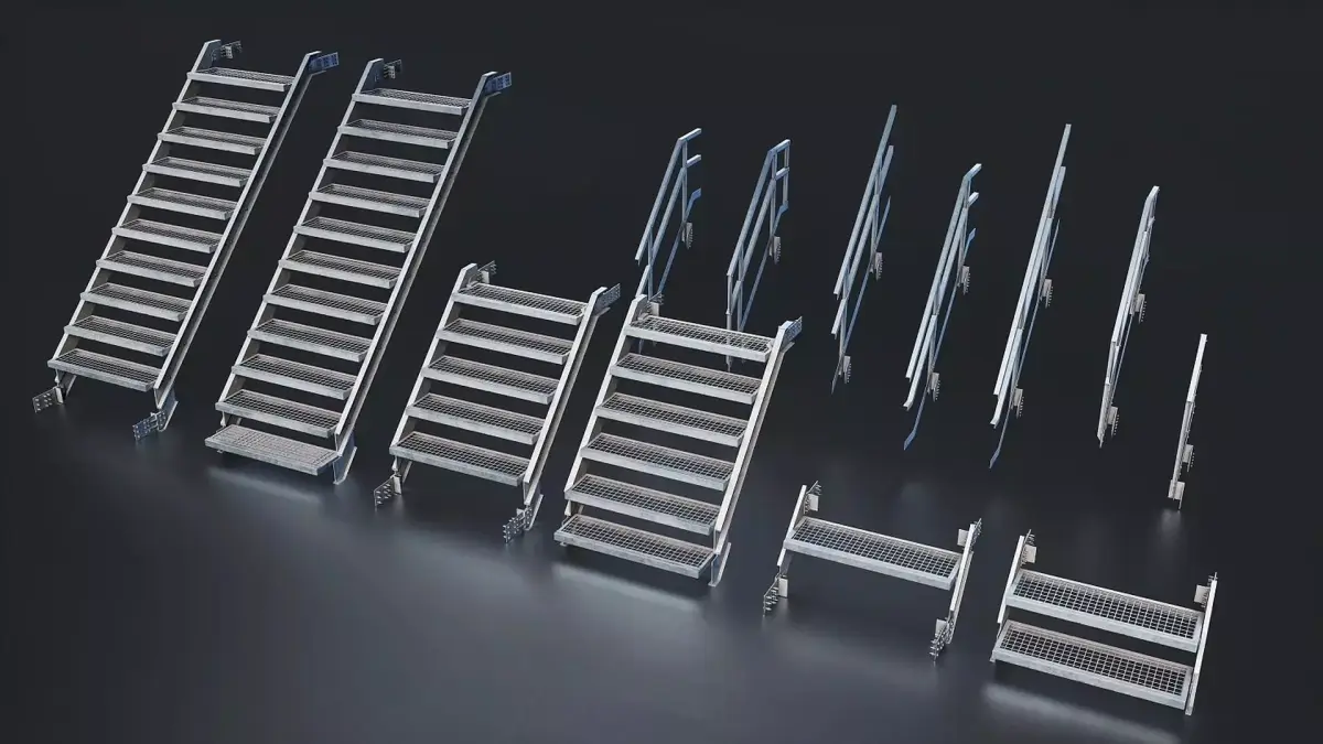 Industrial Metal Staircase Set - 1 Low-poly 3D model
