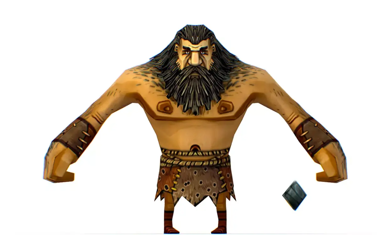 Low Poly Cartoon Creature Village Stonecutter Low-poly 3D model