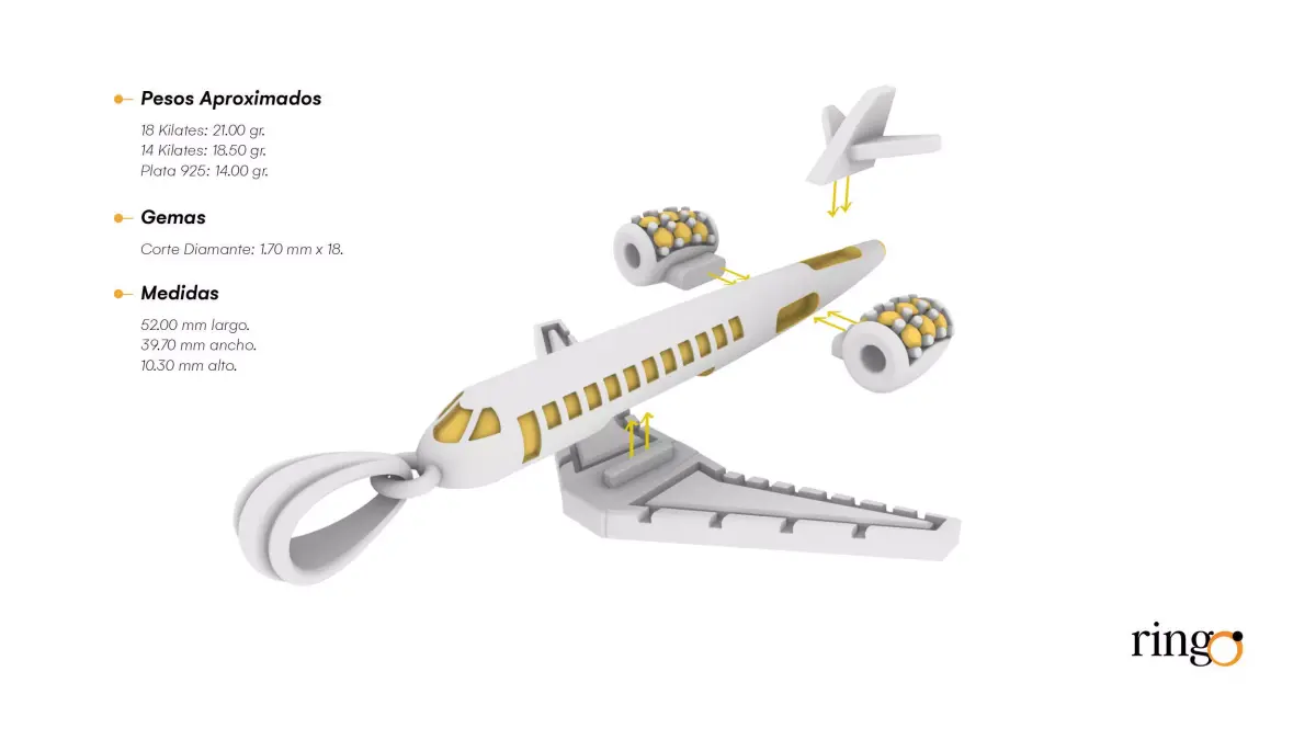 Aeroplano airplane with key ring 3D print model