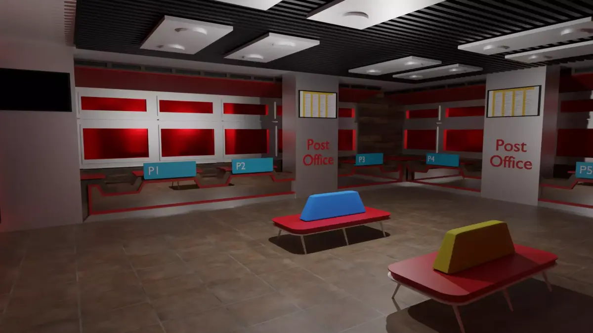 Post Office Interior Low-poly 3D model get
