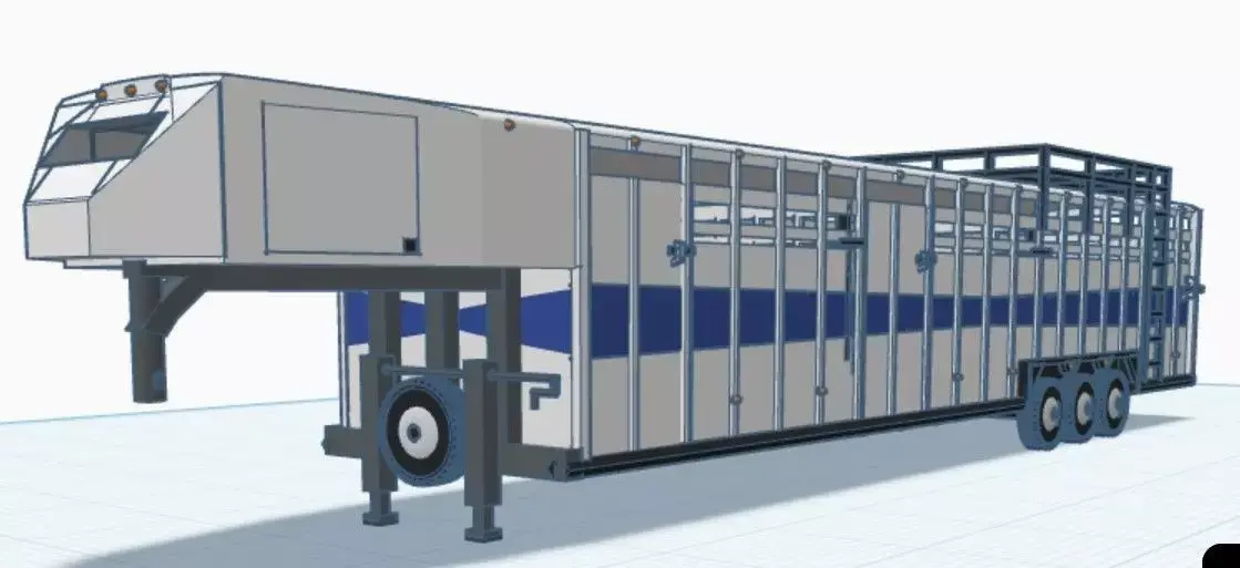 Gooseneck Livestock Trailer - Modular 3D Print Model STL OBJ FBX 3D print model