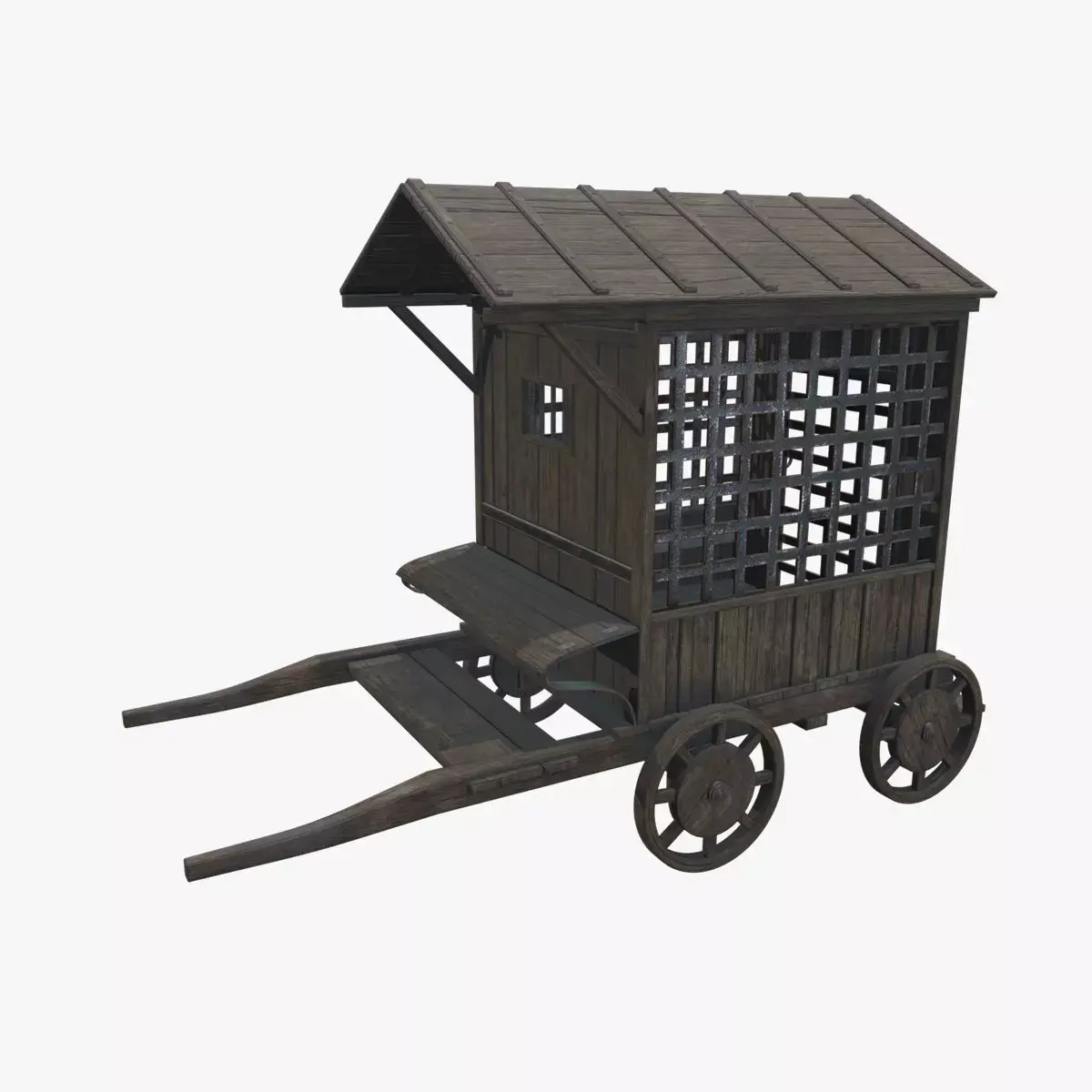 Medieval Carriage V07 Low-poly 3D model