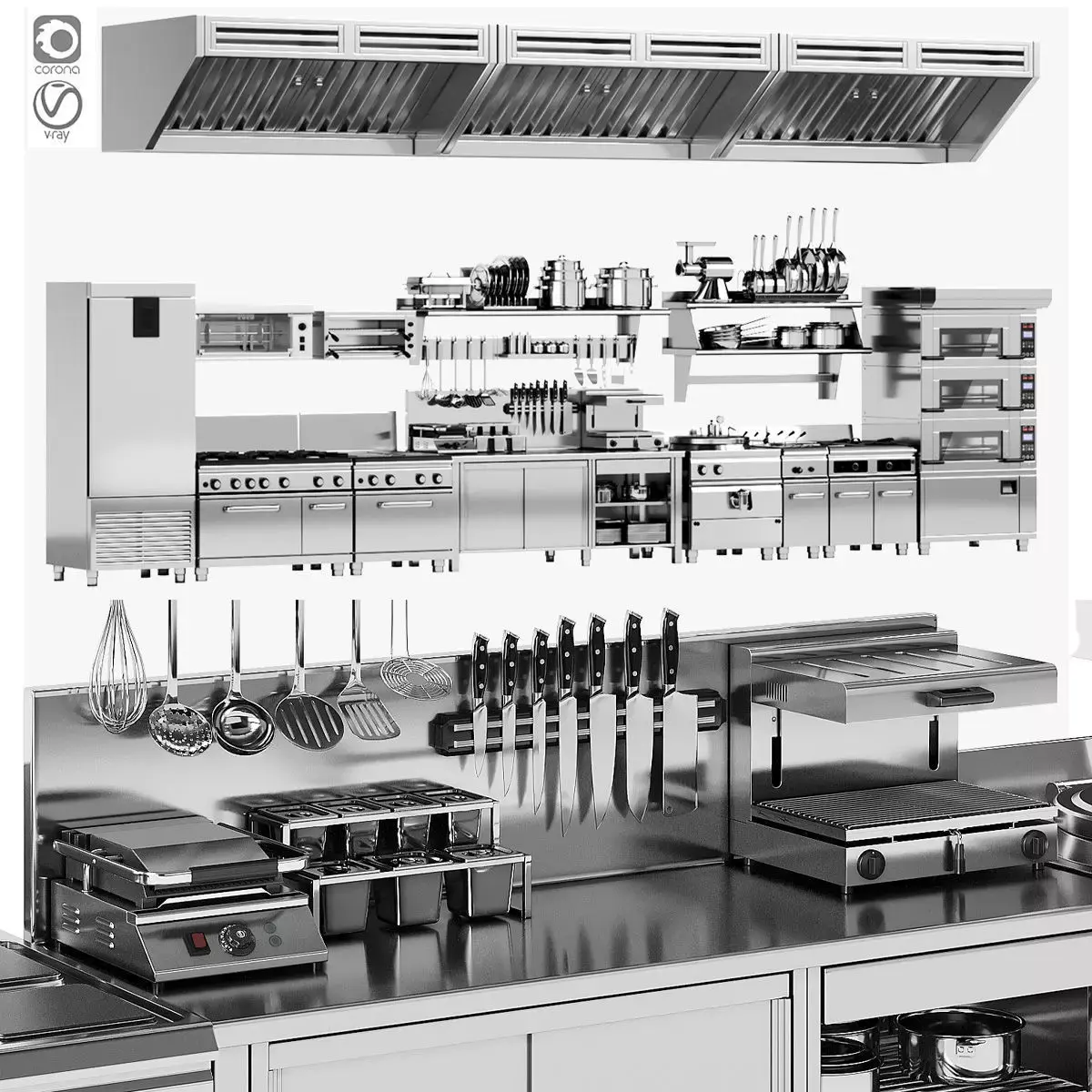 Set of equipment for cafes and restaurants 3D model