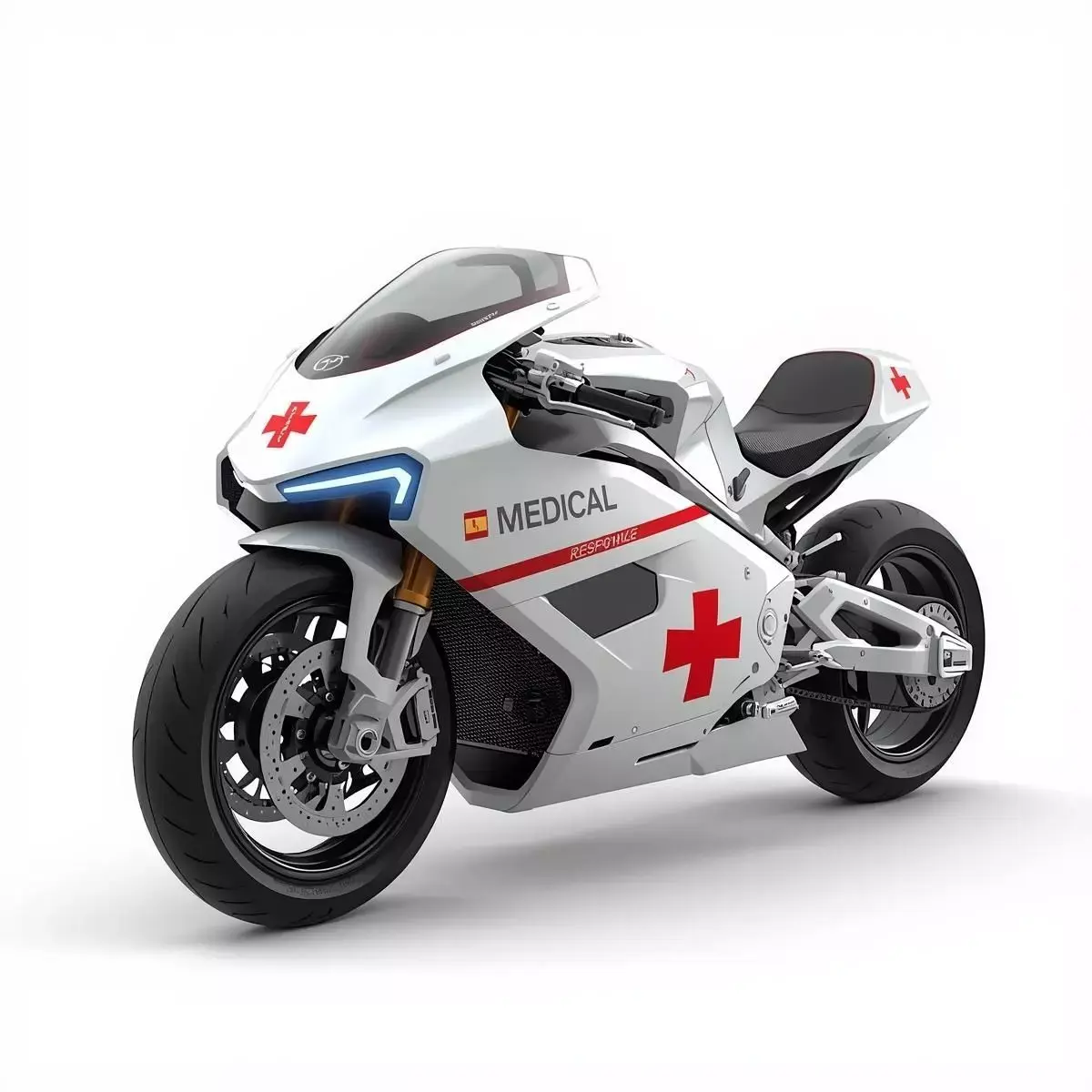 Futuristic Medical Response Motorcycle 3D Model Low-poly 3D model