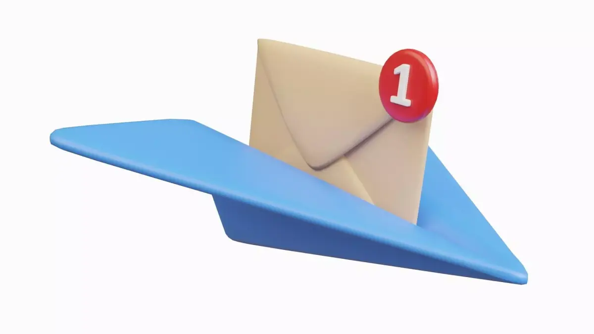 Paper Plane with Notification Mail 3D model
