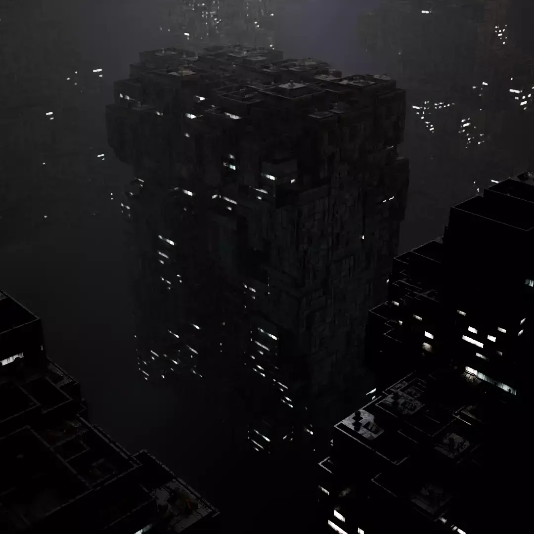 Sci fi night city building 6 Low-poly 3D model