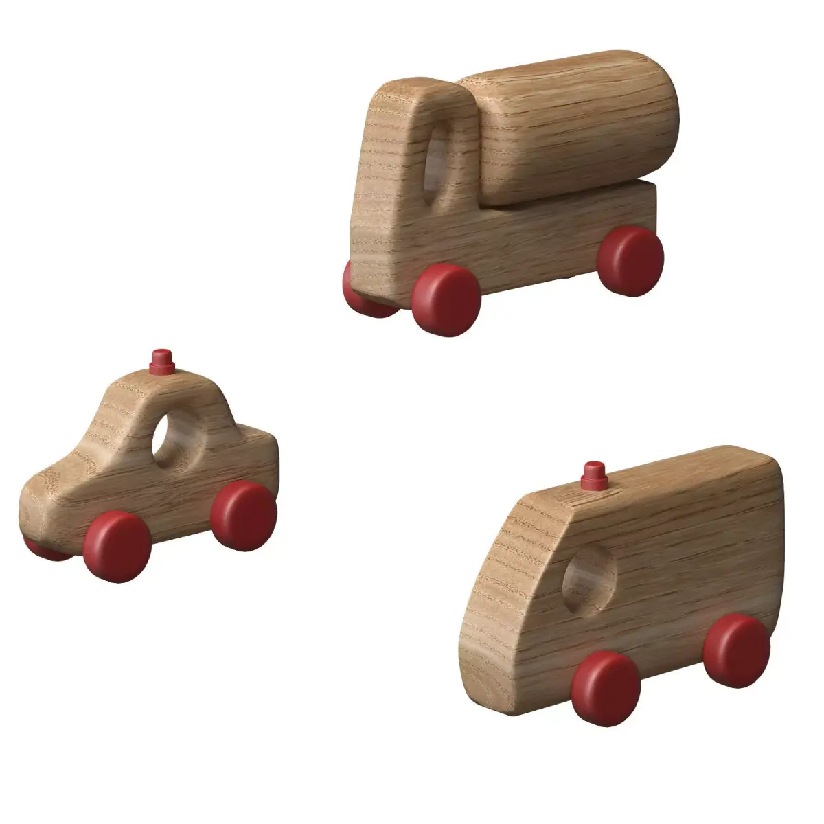 Stylized Wooden Toy Vehicles Set 3D model