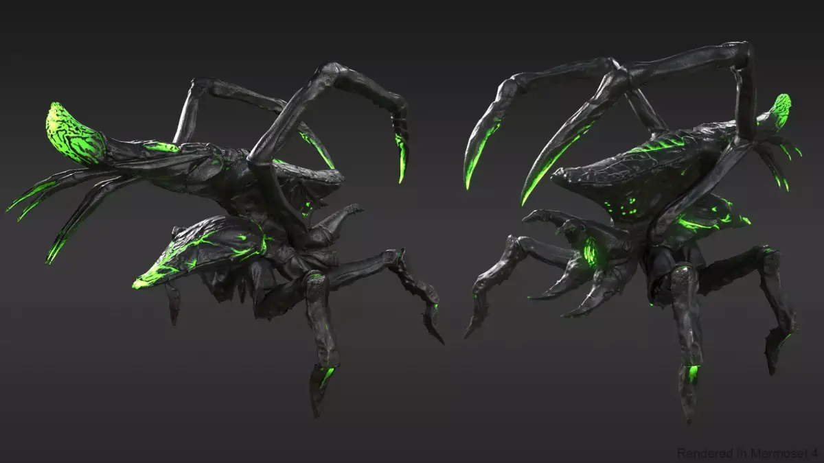 Arachnid group of spiders Low-poly 3D model