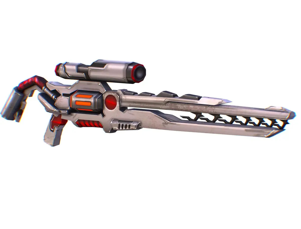 Sniper rifle of the future weapon barrel blaster laser arms Low-poly 3D model get