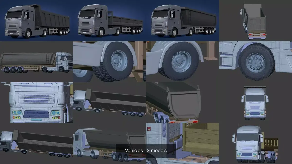 Generic Heavy trucks -- Construction - Tipping Trailer 3D Model Pack