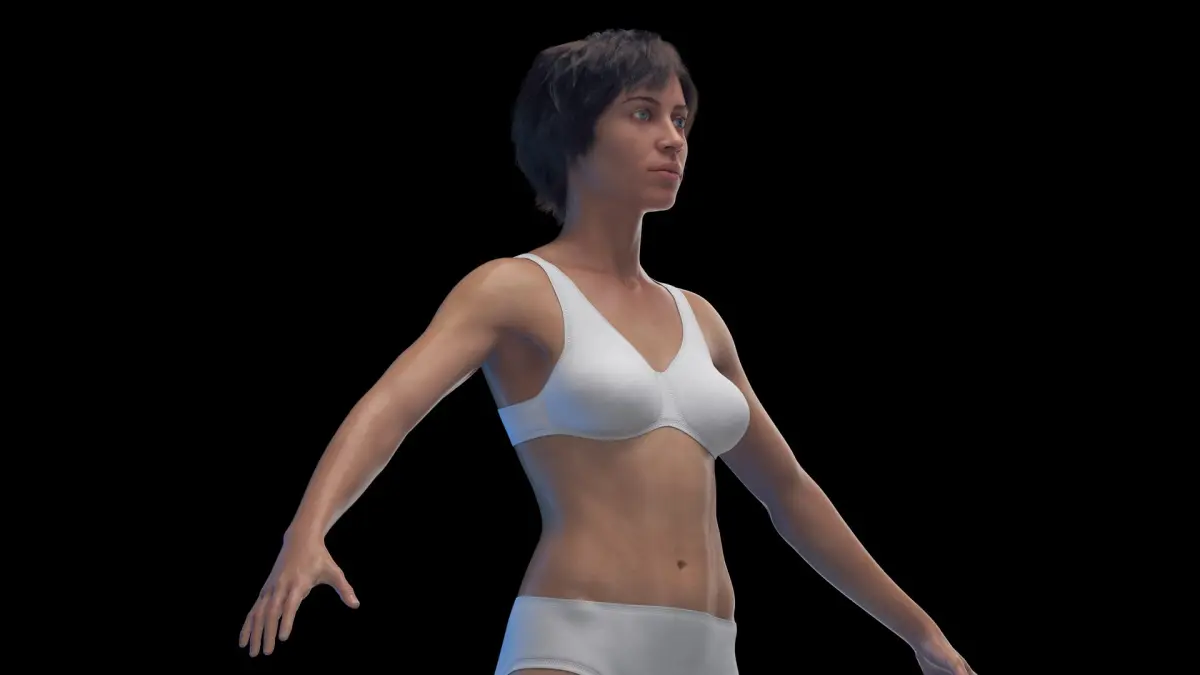 Human Female Body and Skeleton Static 3D model