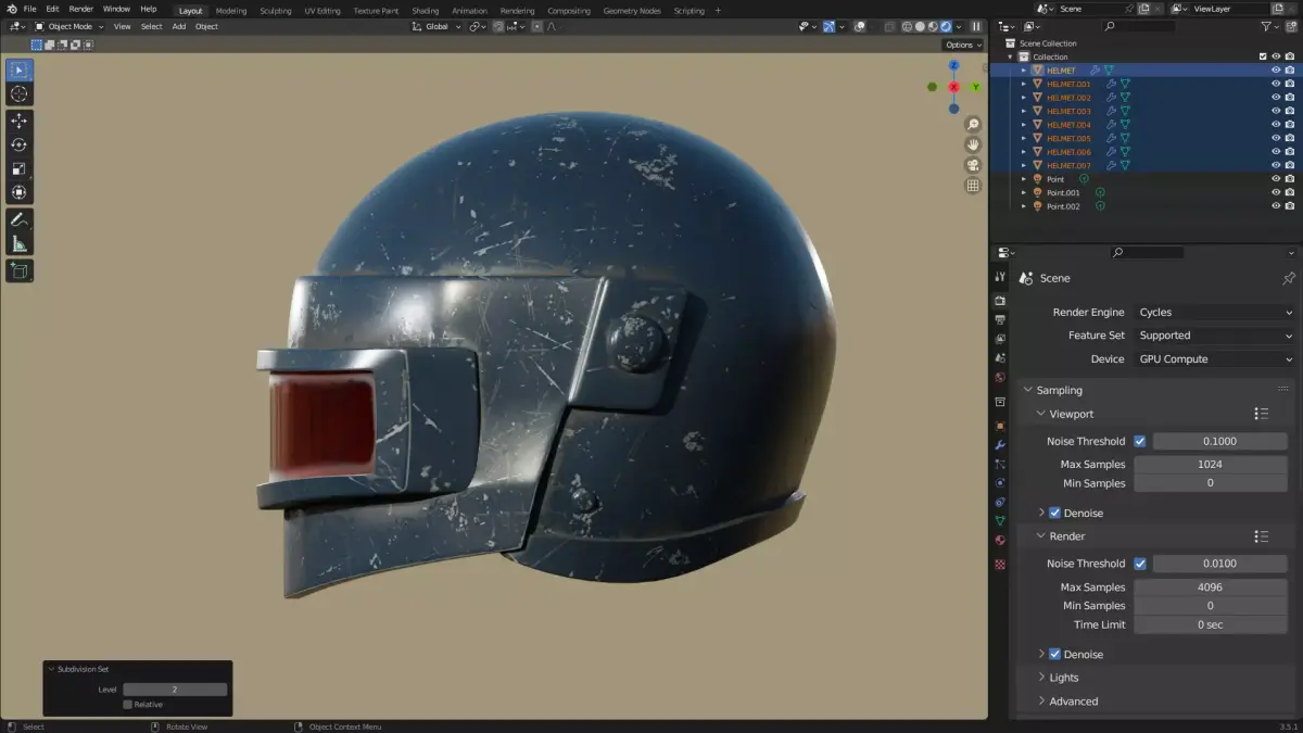 Stylized Helmet Low-poly 3D model