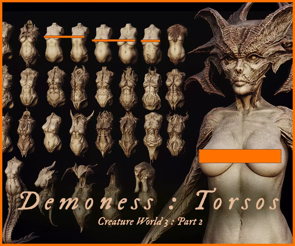 Demoness Part 2 Torsos x40 3D model