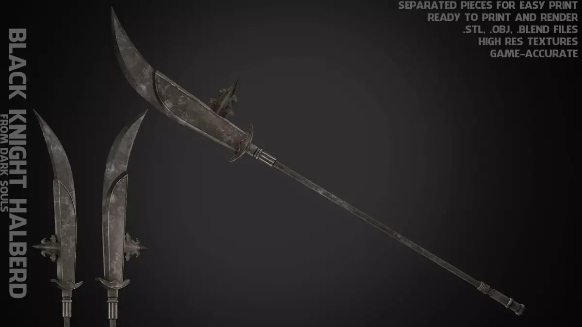 Dark Souls Black Knight Halberd for Cosplay 3D print model