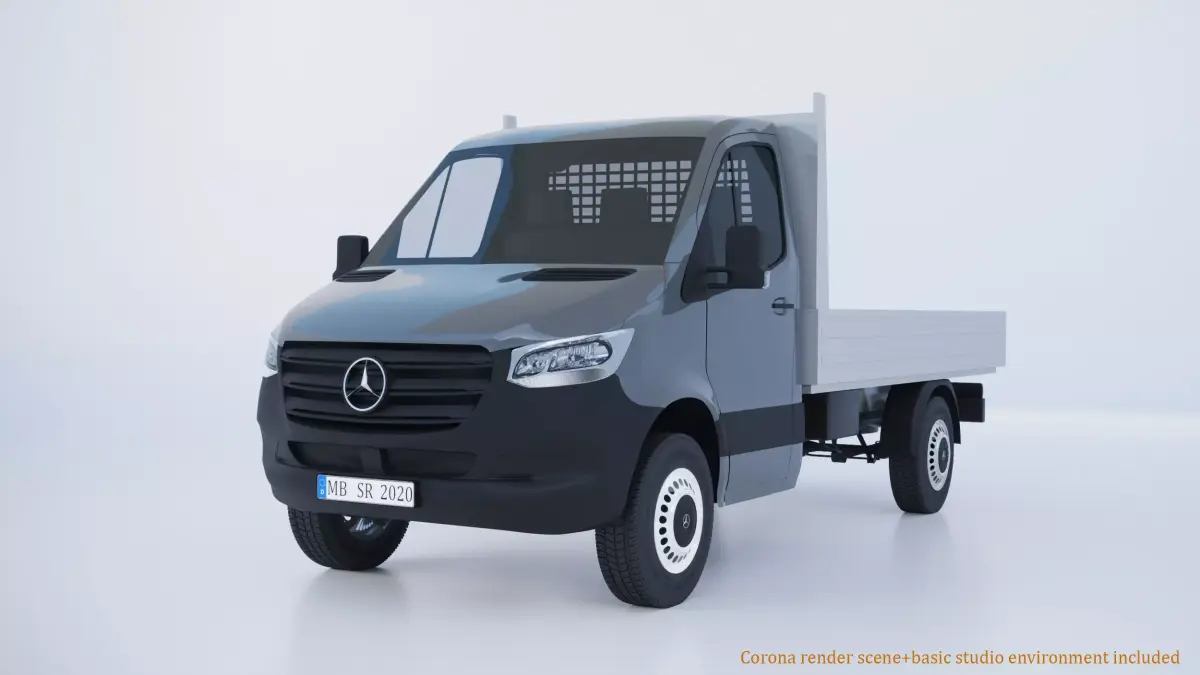 Mercedes Benz Sprinter 2020 dropside W907 L2 Pickup truck  3D model