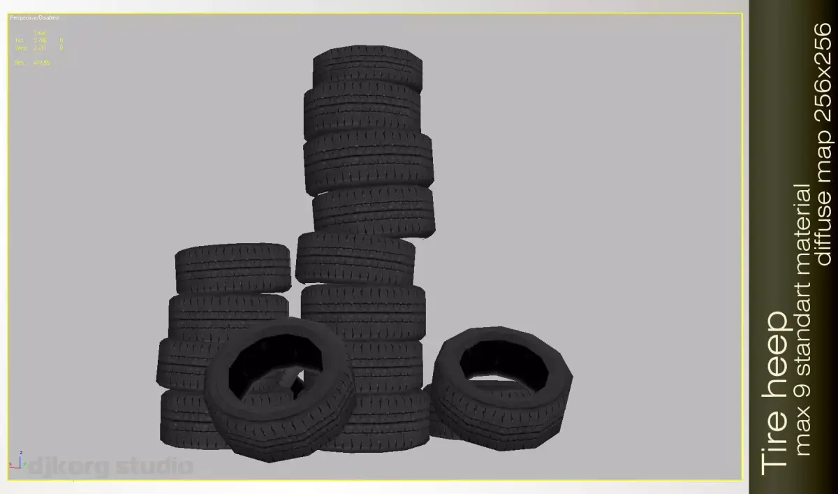 Lowpoly Tires Stack Low-poly 3D model