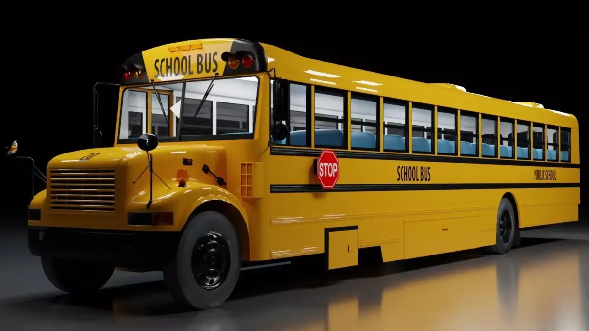 New Bus-International-3800 and Yellow bus collection-Film Making Low-poly 3D model