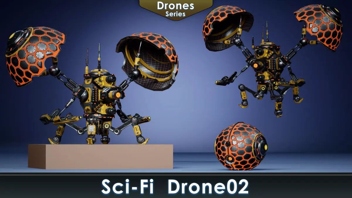 Sci-fi Drone 02 Low-poly 3D model
