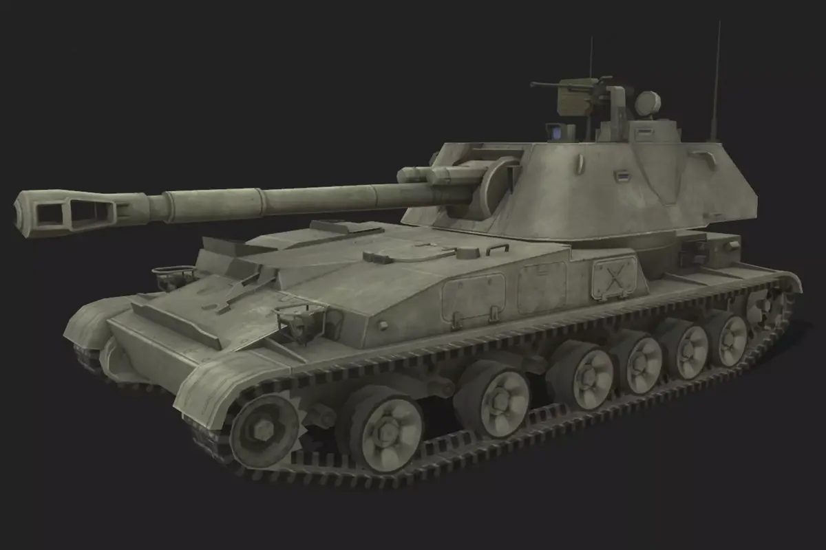 Tank 2s3 Akatsiya Low-poly 3D model
