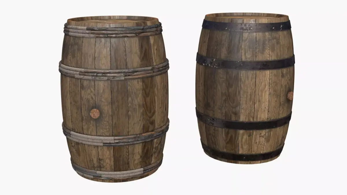 Wooden Barrels Assets 6 Low-poly 3D model