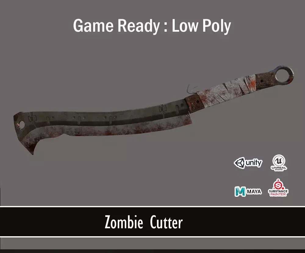 Zombie Cutter Weapon Low-poly 3D model
