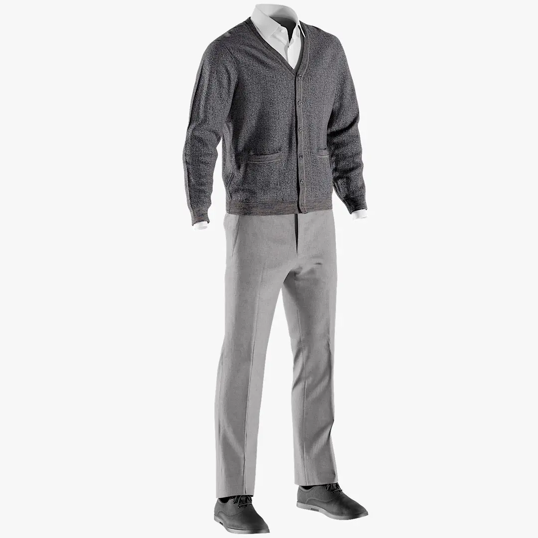 Mens Pants with Waistcoat Shirt and shoes 3 3D model