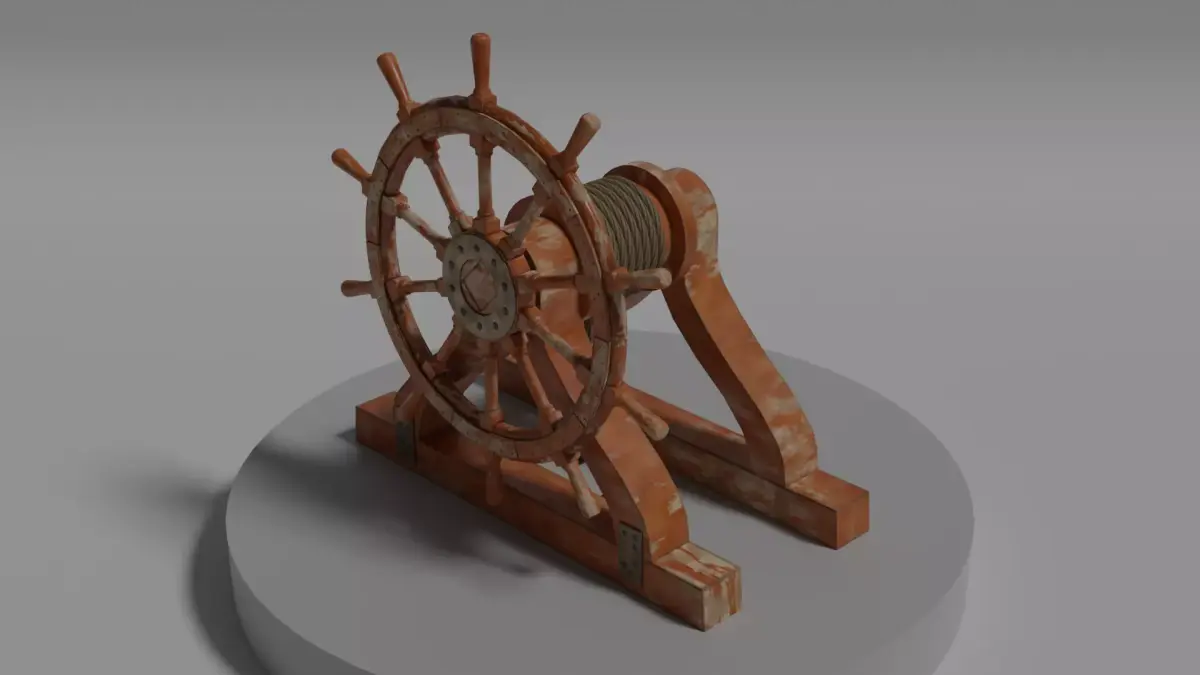 Ship Steering Wheel Low-poly 3D model