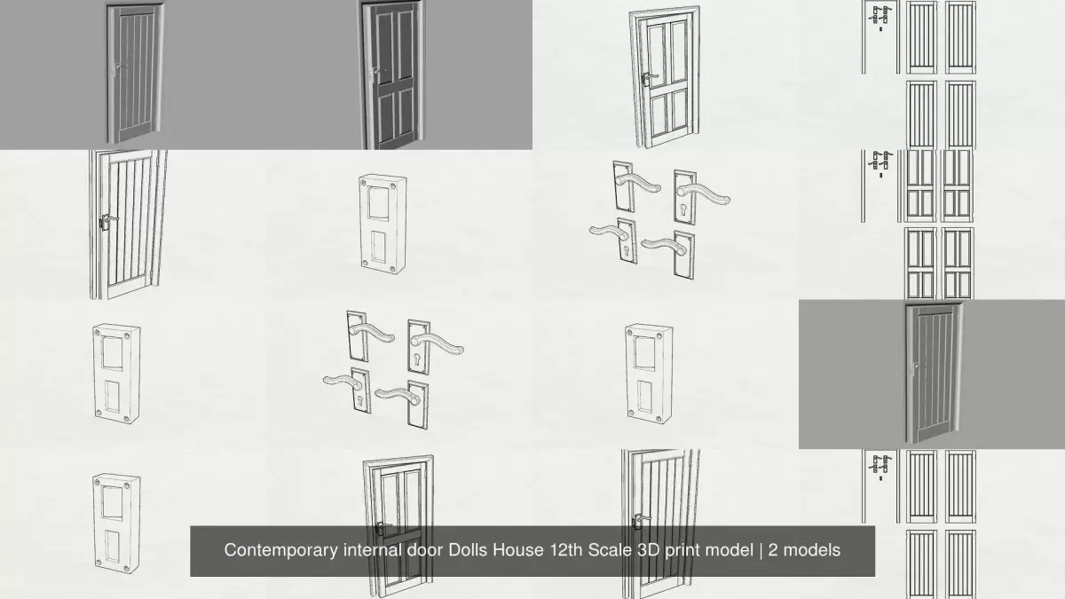 Dolls House Contemporary internal door 12th Scale 3D print model 3D Model Pack