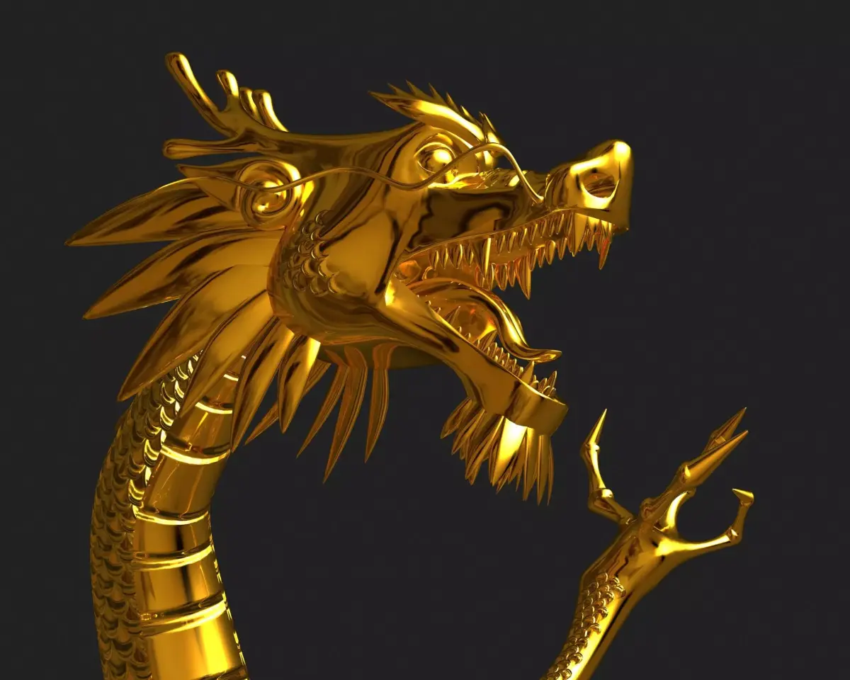 Chinese Gold Dragon Low-poly 3D model