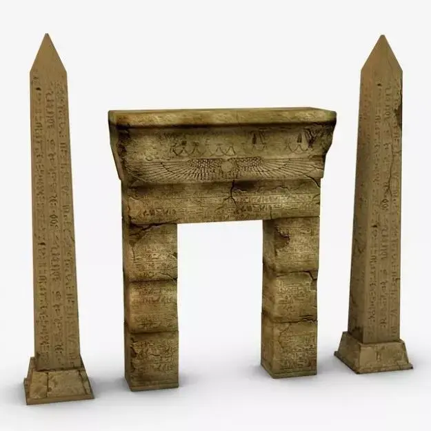 Egyptian obelisk and gate 3D model