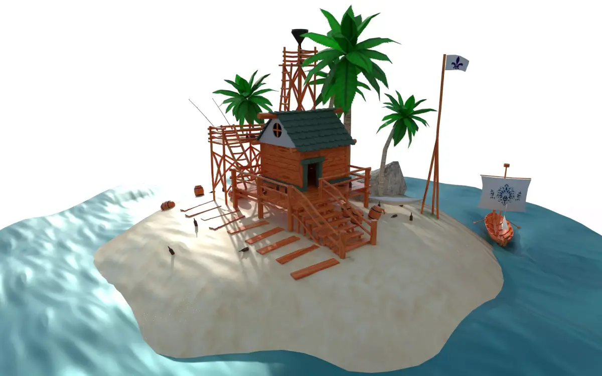 House on the sea Low-poly 3D model