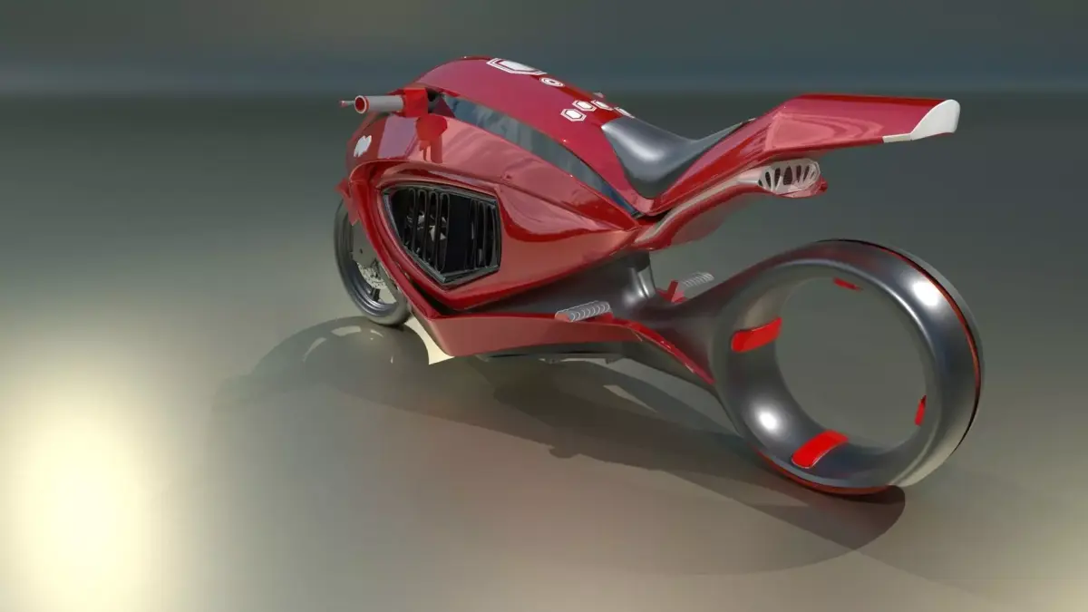 Red Black Gorg Sci fi Bike Free 3D model