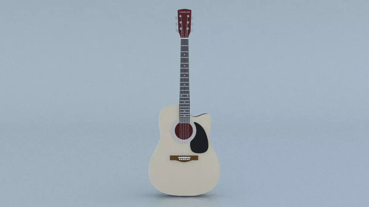 Acoustic Steel Strings guitar Game asset 3D model