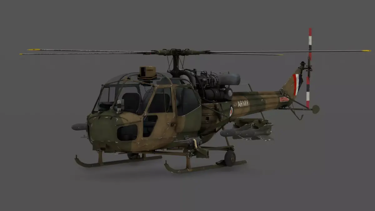 Westlan Scout AH1 3D Model British Helicopter Naval Low-poly 3D model