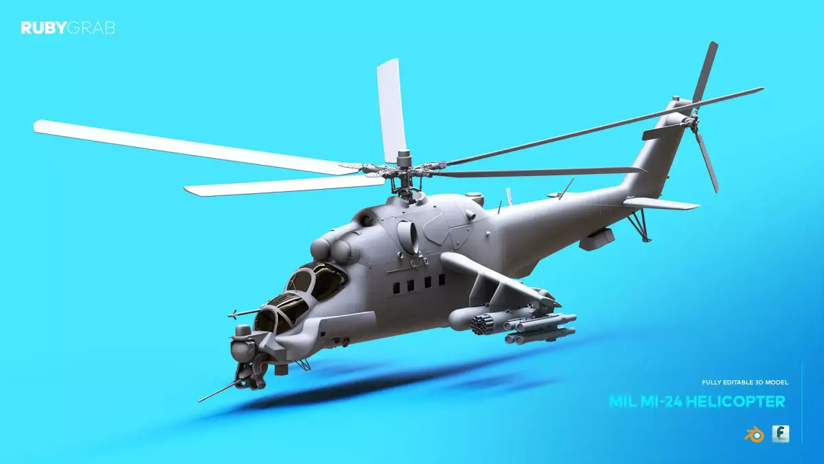 Mil Mi-24 Helicopter 3D Model 3D model