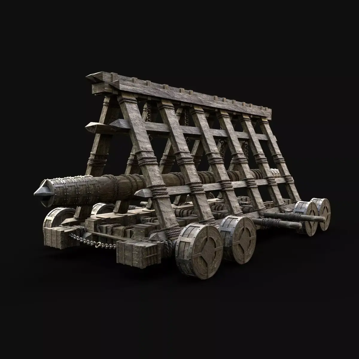  BATTERING RAM SIEGE ENGINE MEDIEVAL WAR MACHINE BATTLE Low-poly 3D model