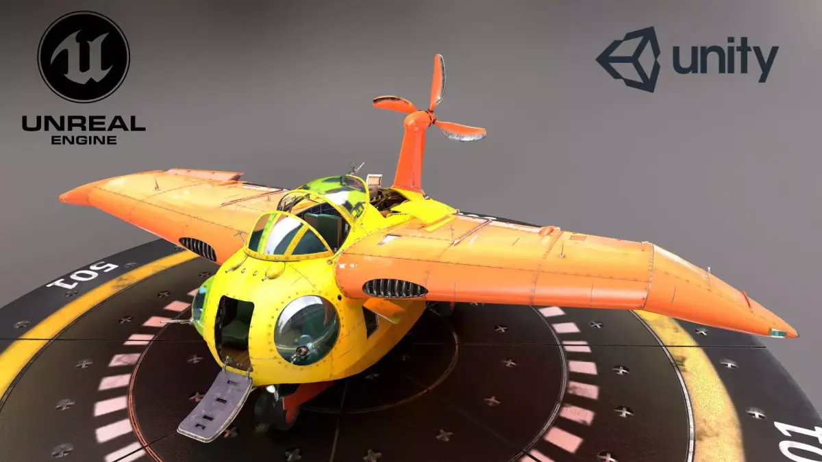 FALCO flying boat Low-poly 3D model