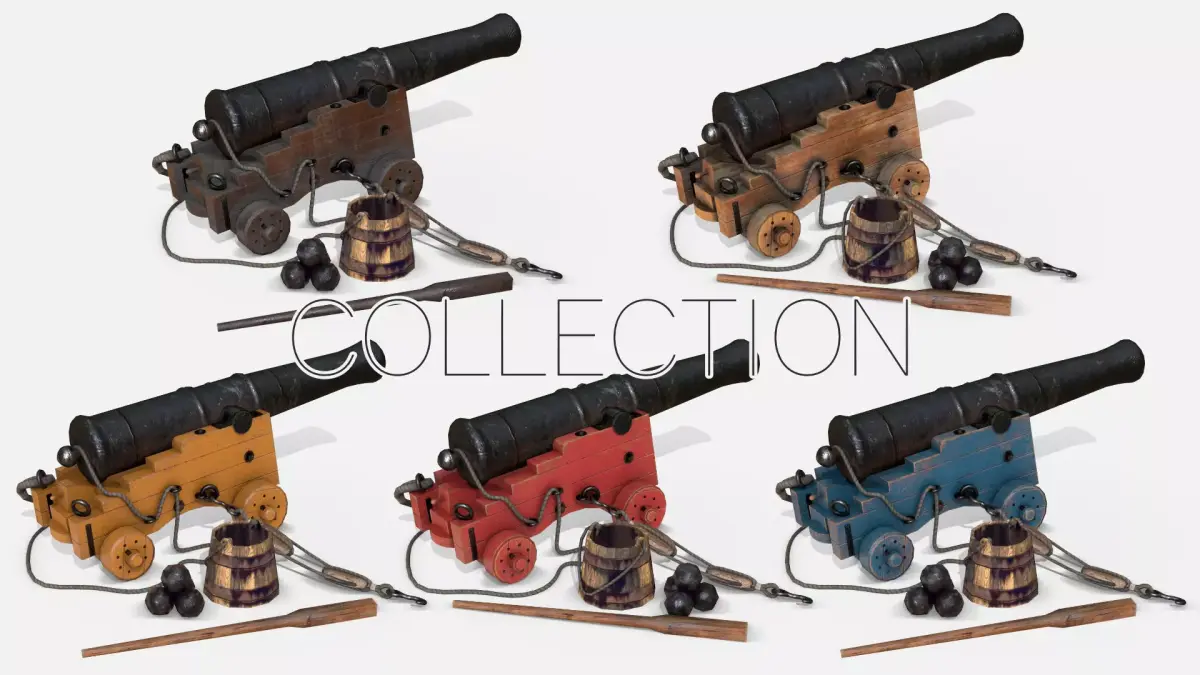 Old Naval Cannons Collection 3D Model Pack
