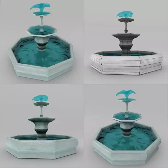 Fountain with bird on top Free 3D model