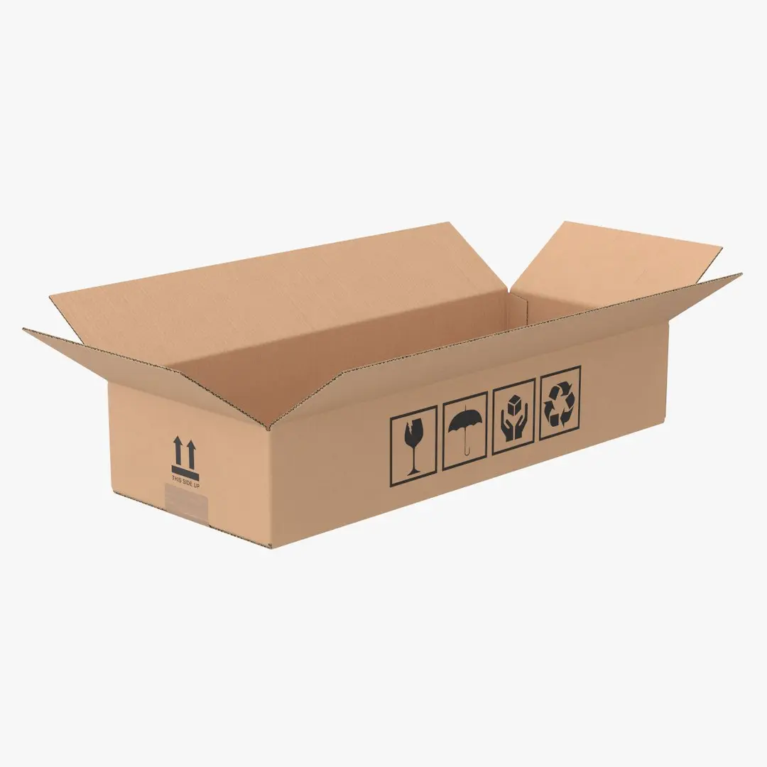 Cardboard Box 50x20x10 Half Open 3D model