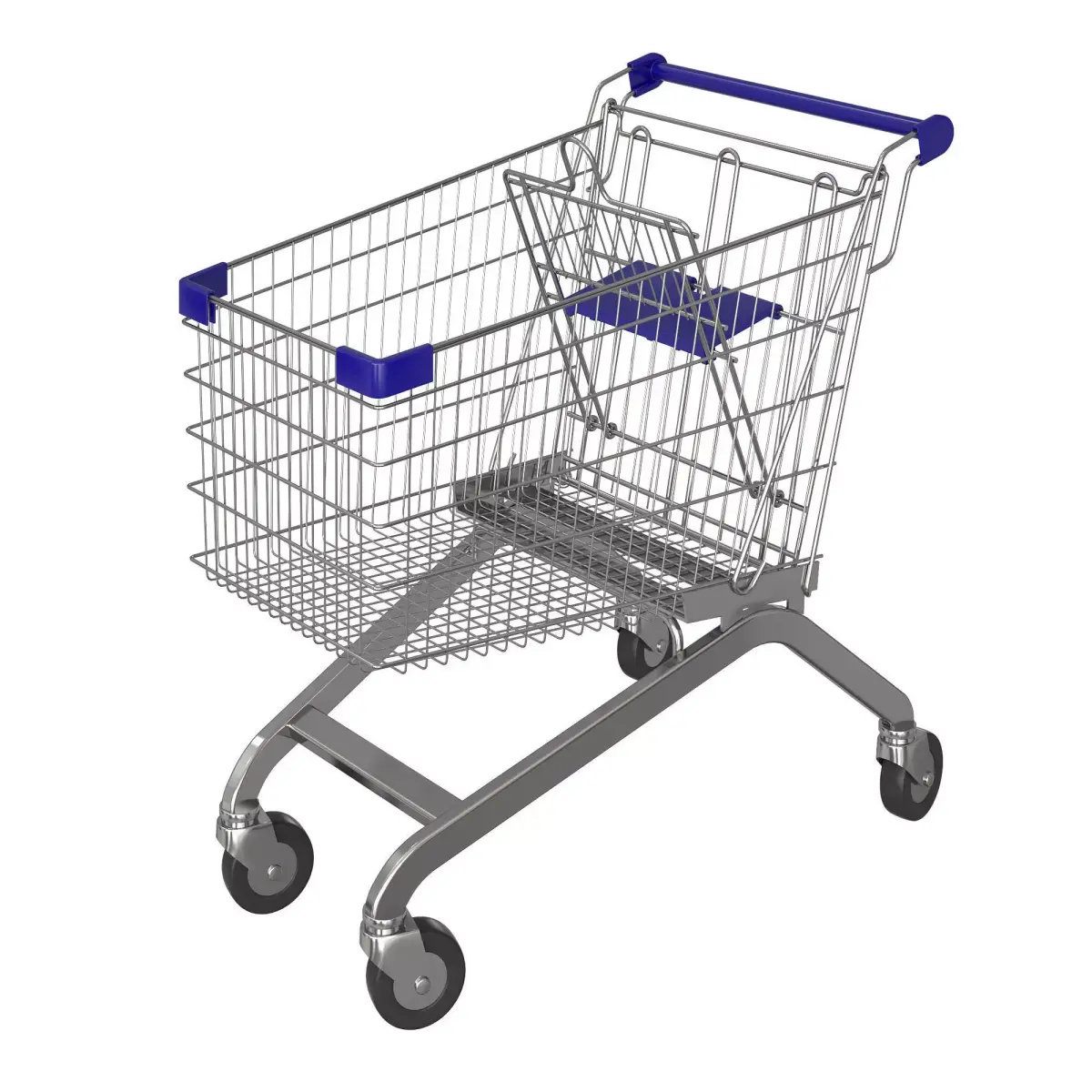 Blue shopping cart 3D model