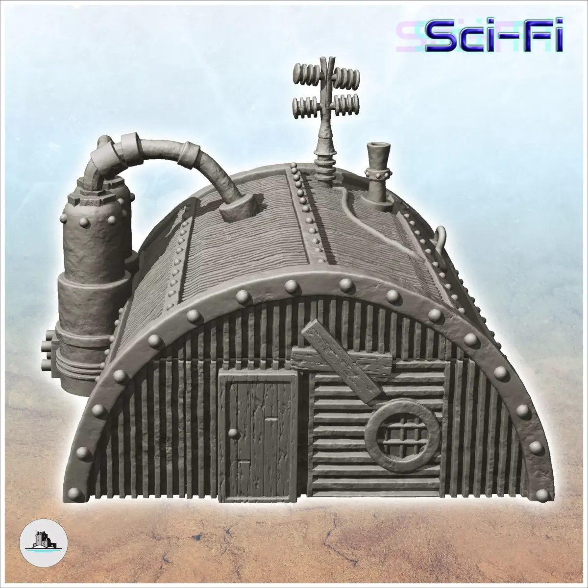 Storage hut with product tanks and magnetic antennas -2- 3D print model