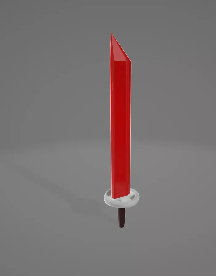 Thick Red Blade 3D Model - Stylized Weapon for Games and Renders Low-poly 3D model