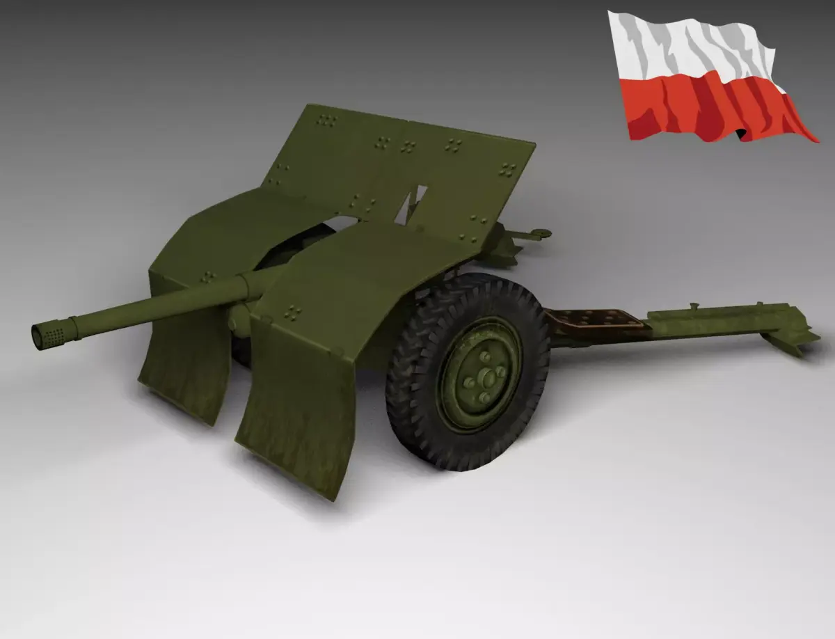 Bofors Cannon 37mm  Low-poly 3D model