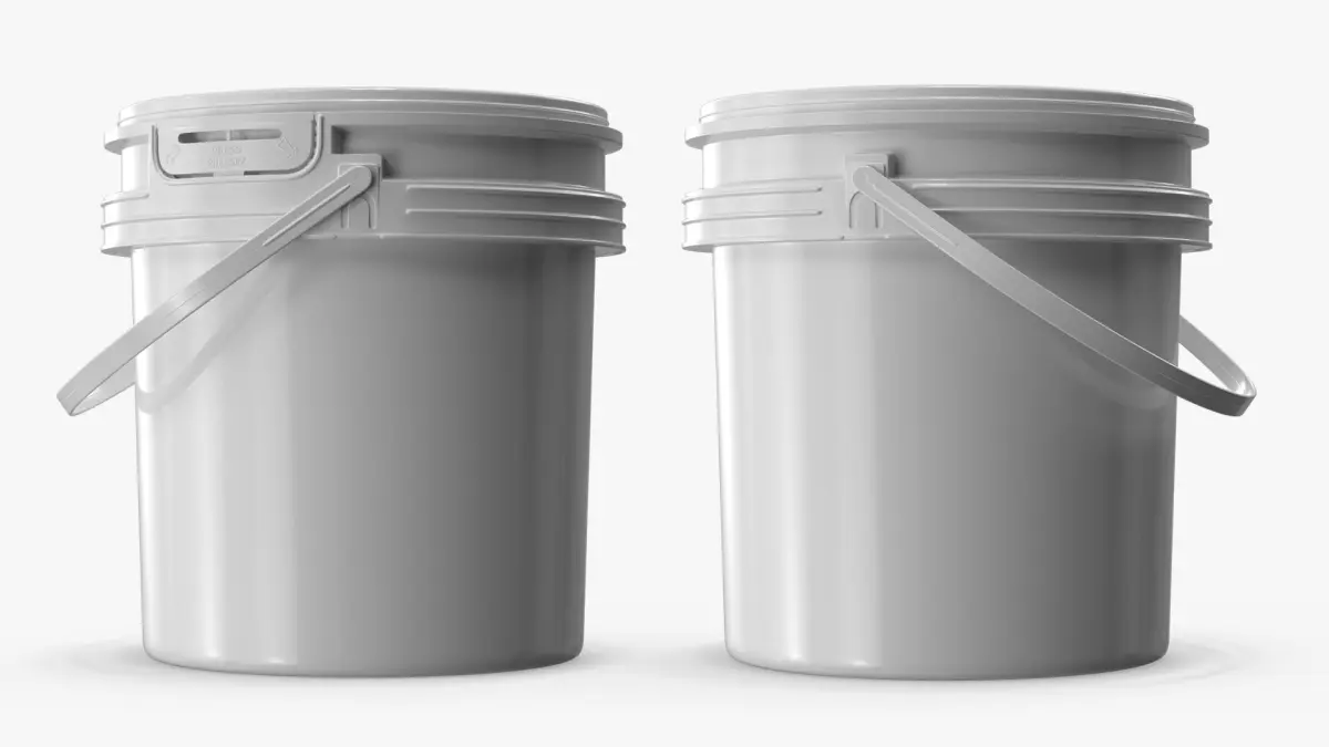 Polypropylene Bucket with Tear Tab Lid White 3D model