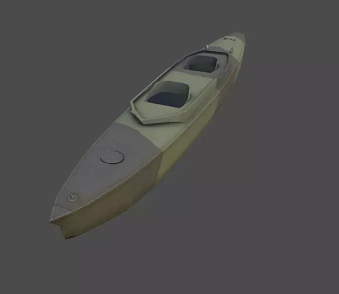 WW2 canoe Low-poly 3D model