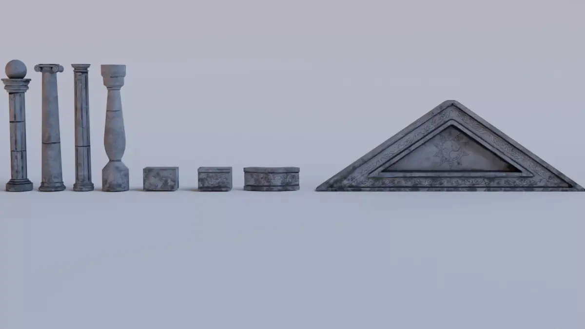 Stylized Ancient Buildings Architecture Pack  Low-poly 3D model