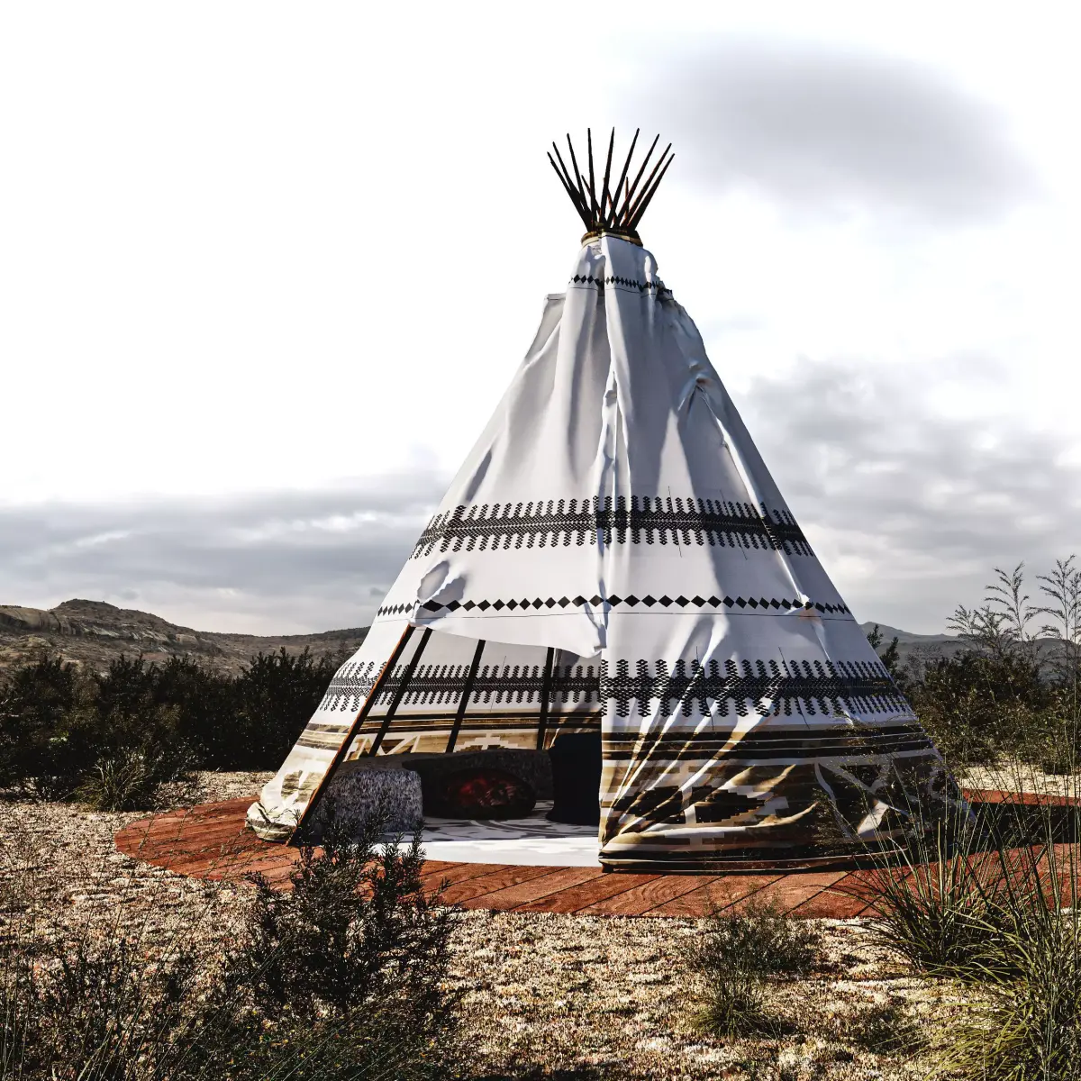 Red indian Tent 3D model