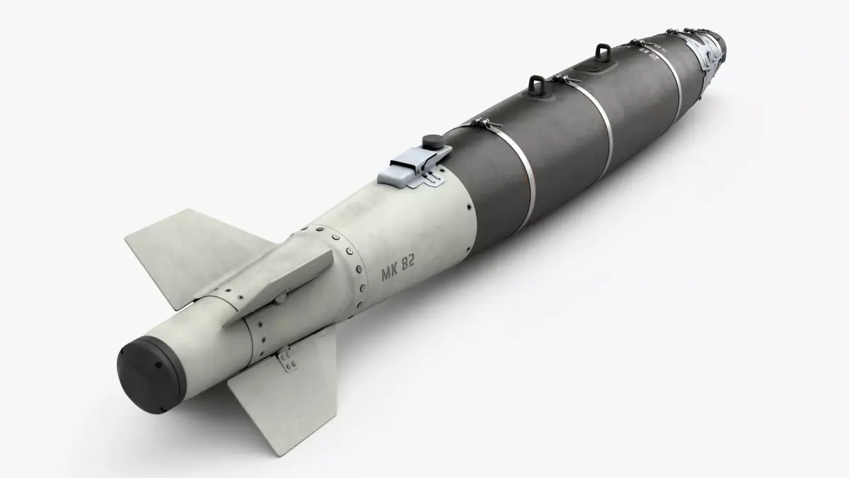 GBU-54 LJDAM Laser-Guided Smart Bomb Black 3D model
