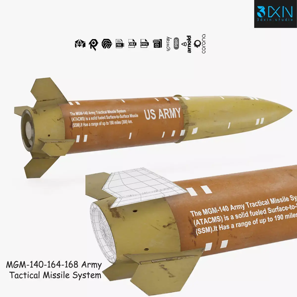 MGM-140-164-168 Army Tactical Missile System 3D model
